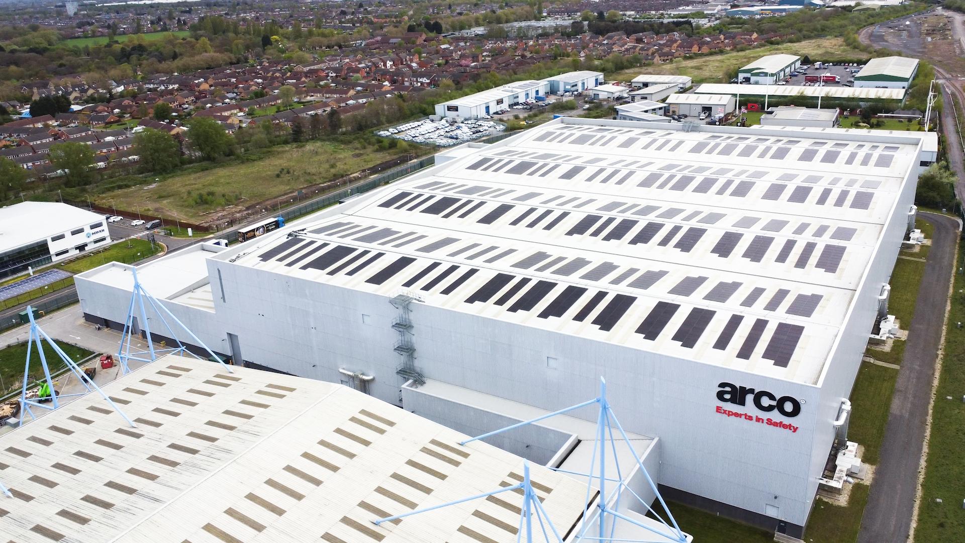 Arco National Distribution Centre roof-mounted solar panels